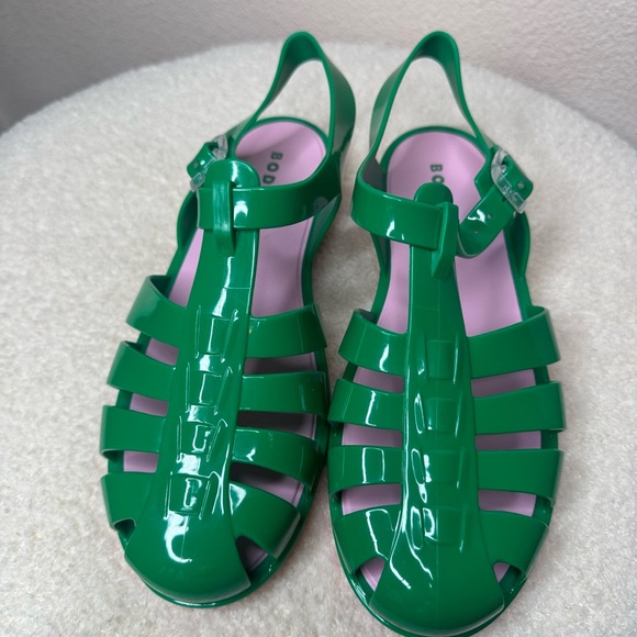 Boden Jelly Shoe Rich Emerald/ Soft Pink size 38 ( US 8) - Picture 5 of 8